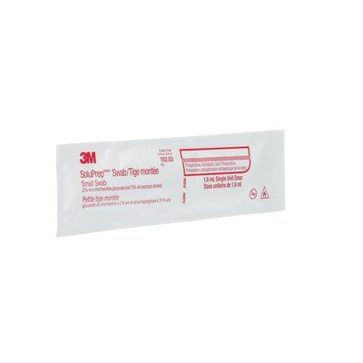 3M SoluPrep AQ Small Swab, Clear (Alcohol Free), 2% w/v CHG 50/Box