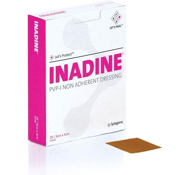 Inadine PVP-l Non-Adherent Dressing 5cm x 5cm