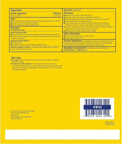 Preparation H Medicated Hemorrhoidal Wipes 60 Wipes