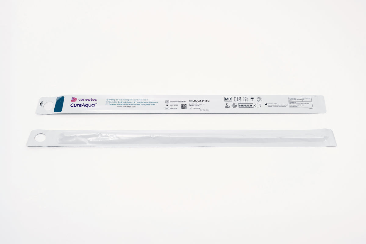 Cure Aqua Catheter - Male Coude Tip - 30/Box