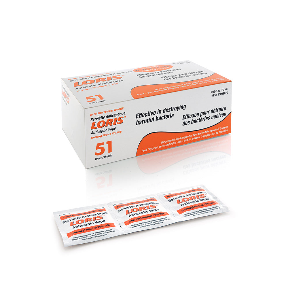 Loris Antiseptic Alcohol Hand Sanitizing Wipe 51/Box