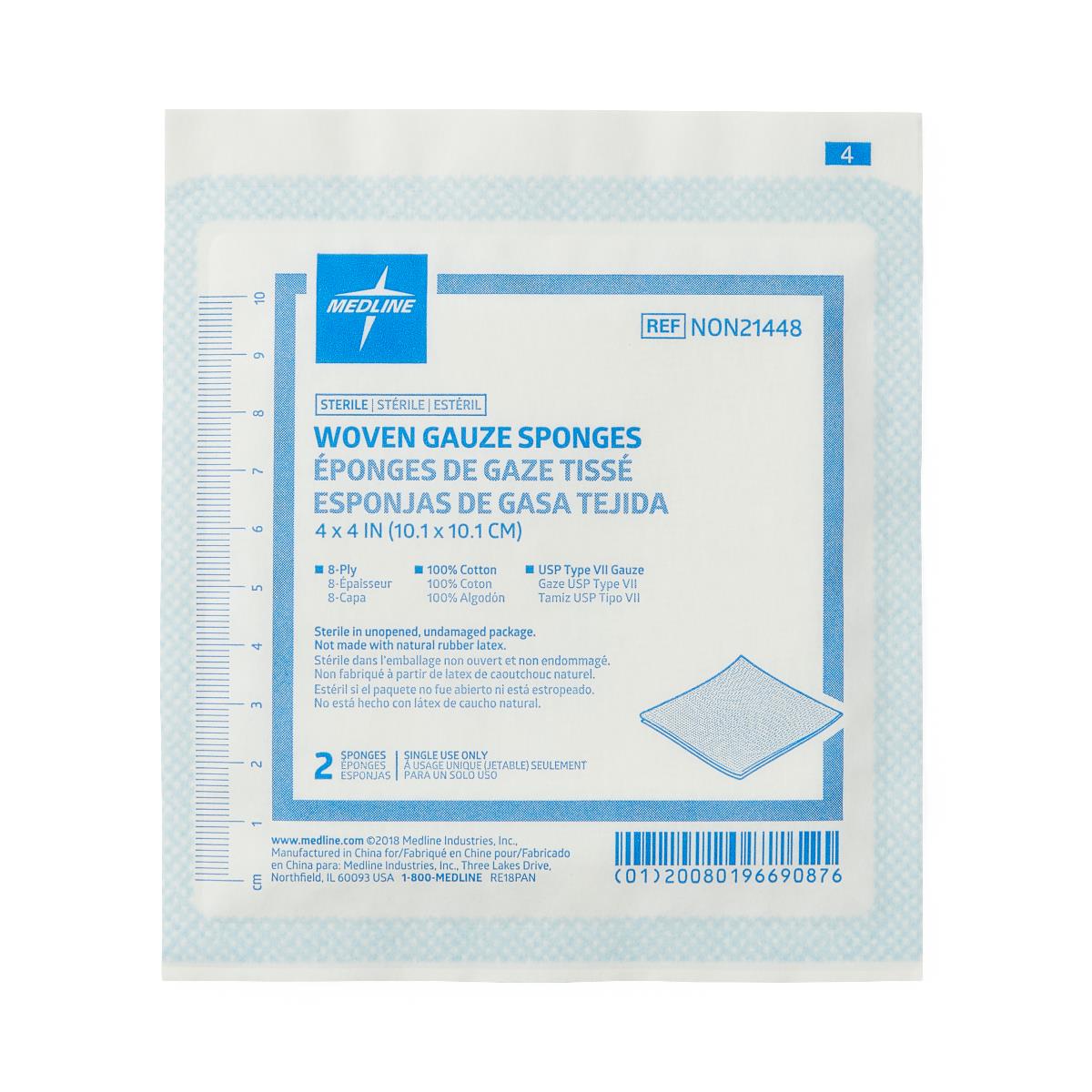 Medline Sterile 100%-Cotton Woven Gauze Sponge