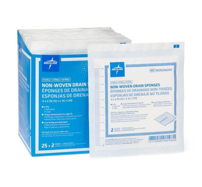 Medline Sterile Nonwoven Gauze Drain Sponges