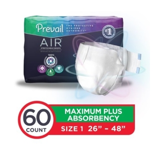 Prevail AIR Overnight Briefs Heavy Absorbency Unisex Adult - Size 3, 60 ct